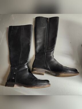 Franco Sarto Black Leather Ankle Boots with Side Zipper